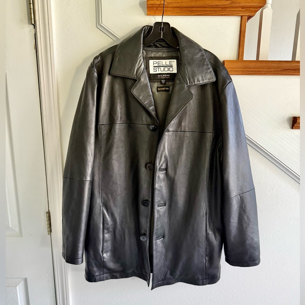 Pelle Studio Men's Dark Leather Trench Coat NWOT